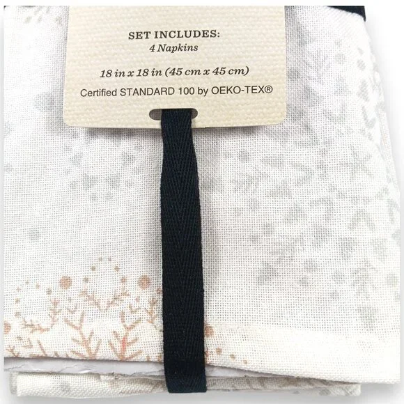 Bee & Willow-Silver& Gold Snowfall- Napkins- 18"x18"- Holiday- White - Picture 5 of 7